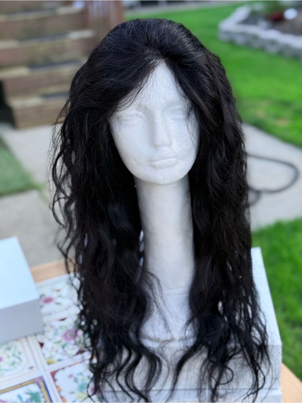 NWOT Human Hair Lace Front Natural Black Long Wavy Women’s Wig - Unbranded